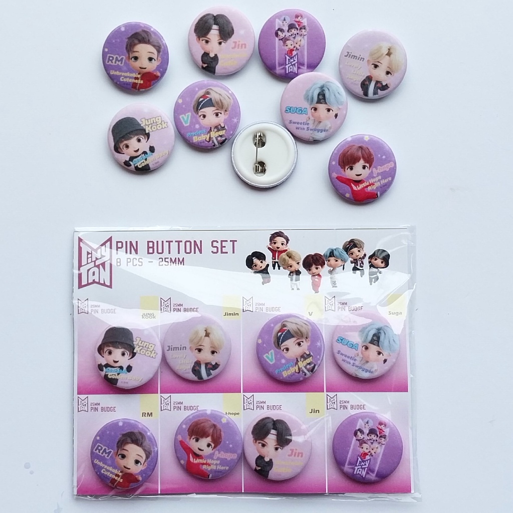 TINYTAN PIN BUTTON SET / BROS BTS TINYTAN ISI 8 pcs 25mm