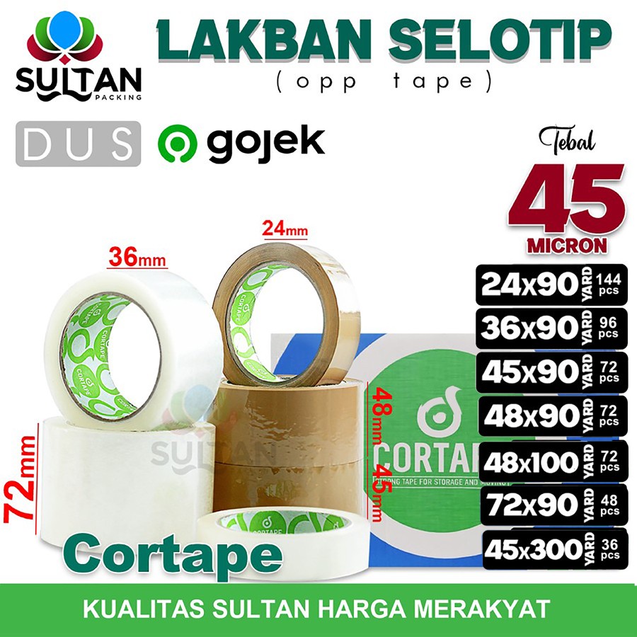 

Lakban Isolasi Selotip Plakban OPP Tape CORTAPE TERMURAH Varian OJOL / DUS