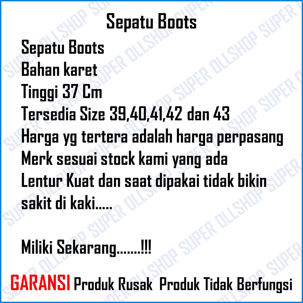 Sepatu Boots Berkebun Sawah Bangunan Anti Air Boot Kerja Proyek Spatu Bot Karet Anti Slip Boat Sapatu But Petani Bots Kebun Warna Hitam Murah