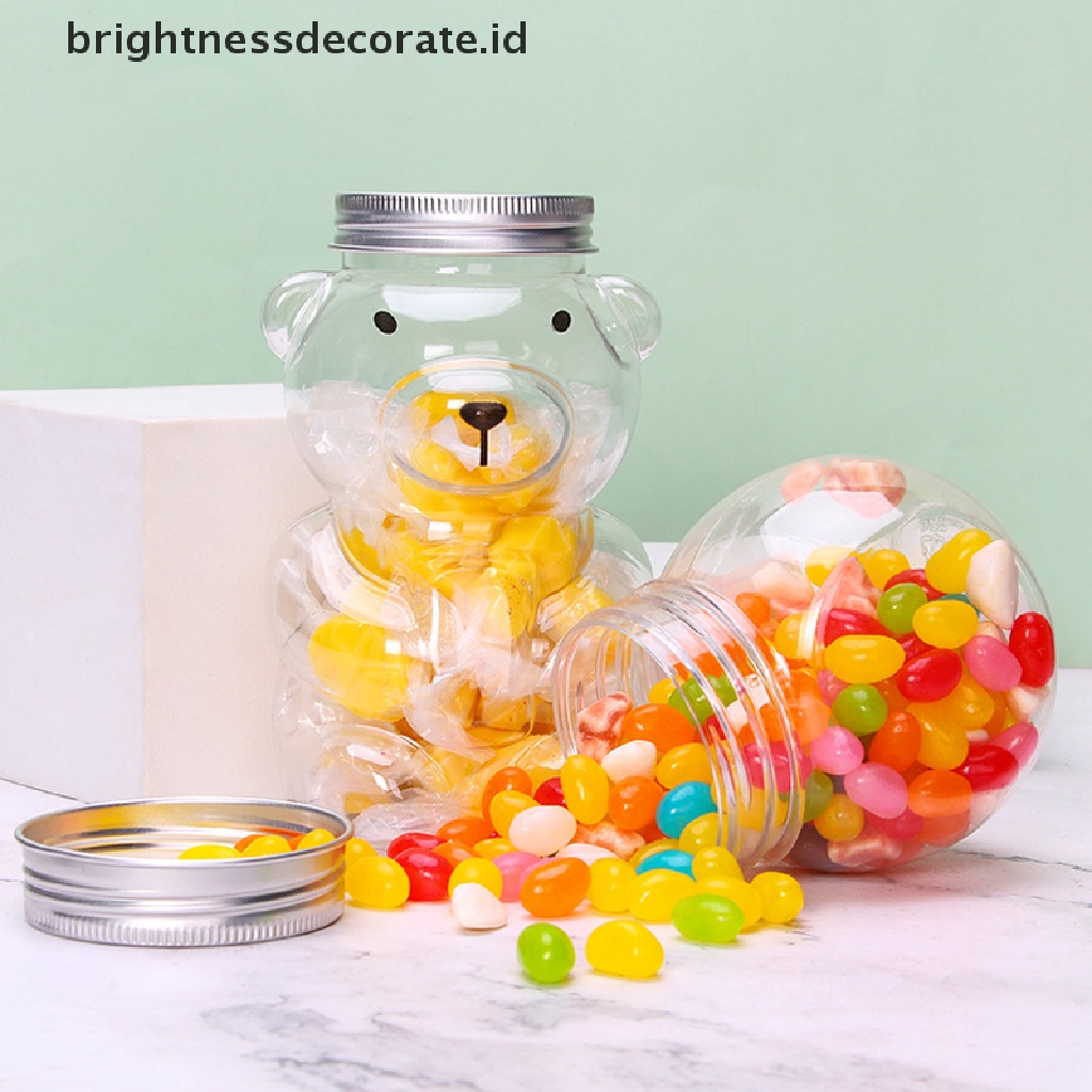 [Birth] Botol Minum Sekali Pakai Juice Bear Gelas Plastik Beruang Lucu Minuman Jus Milk Tea Drink Storage Bottles With Lid Sealed Bottle [ID]