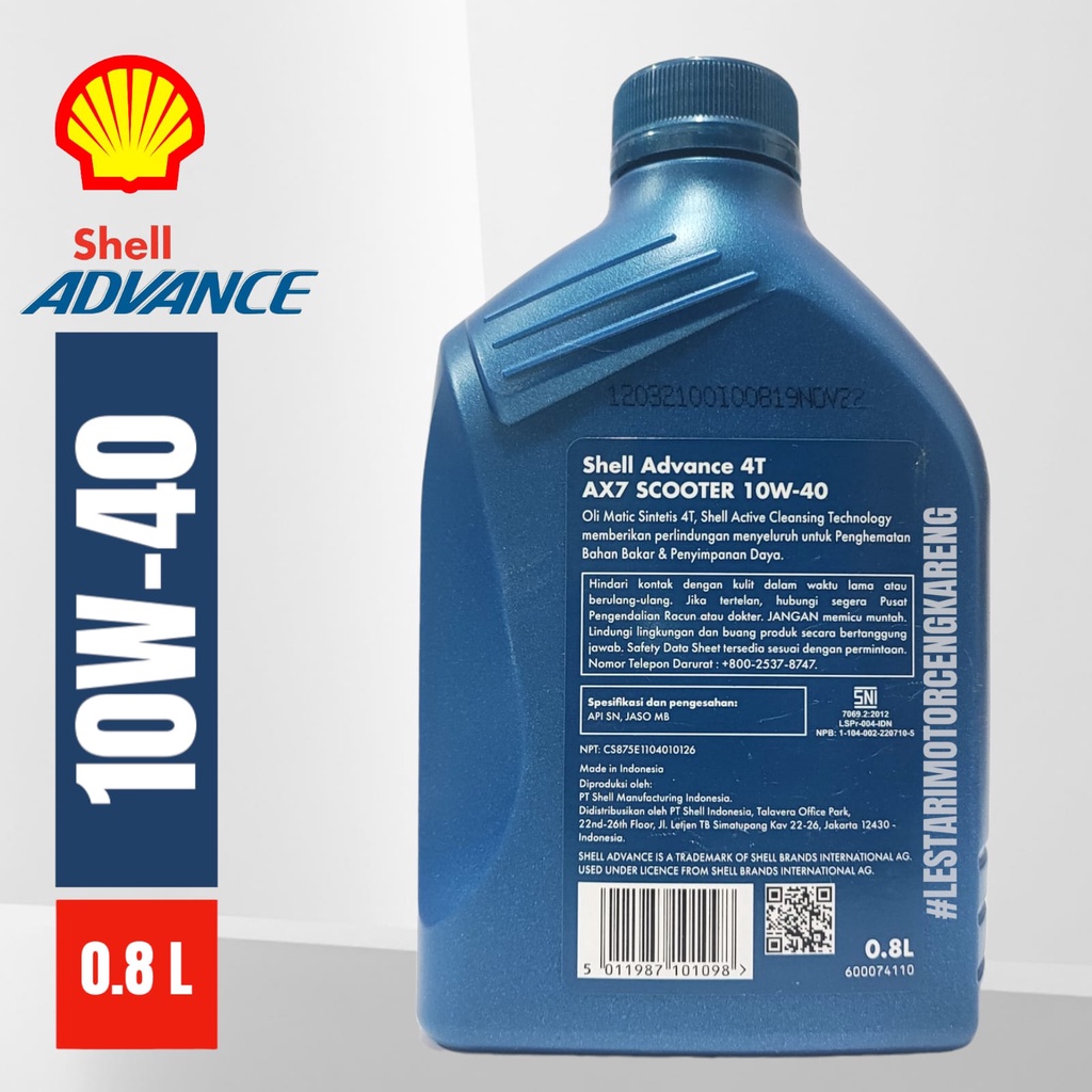 OLI MOTOR SHELL AX7 10W40 MATIC SN JASO MB SEMI SYNTHETIC GROSIR 800ML