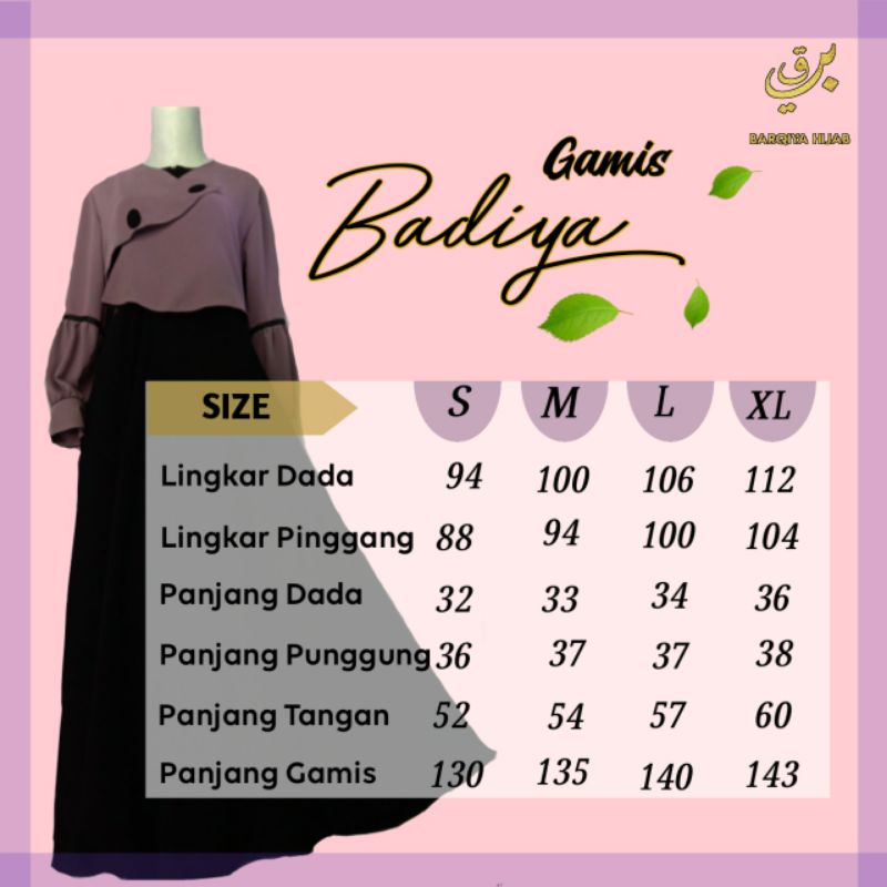 Gamis muslimah Mewah Badiya  - Barqiya Brand. - Terbatas (Kain soft Lexus)
