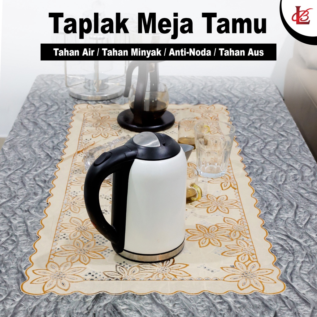 Taplak Meja Tamu Motif Bunga Anti Air Ukuran 40x83cm Bahan PVC Tebal Perlengkapan Dekorasi Rumah Import - D2 - 88_Blanketstore