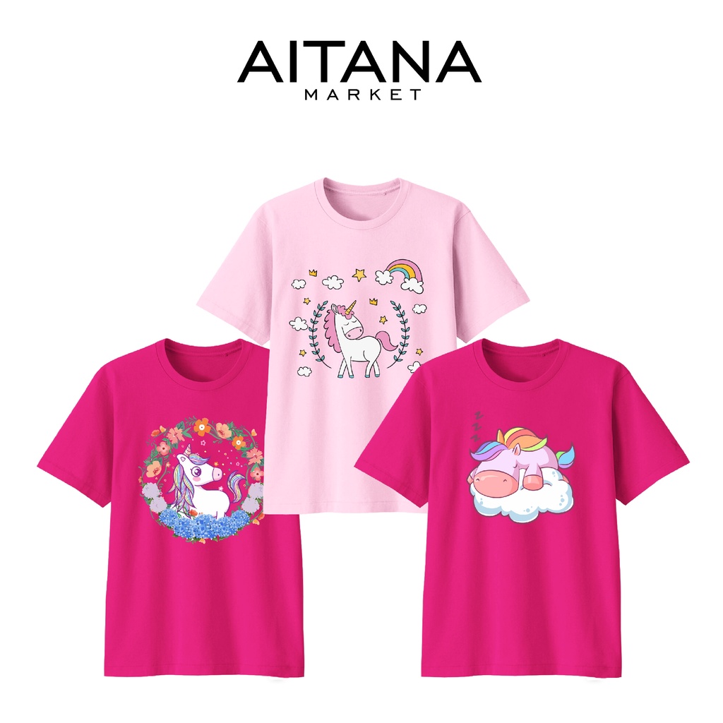 Kaos Anak Perempuan Unicorn Rainbow Series Size Bayi Sampai Dewasa Bigsize Bahan Katun Combed 30s