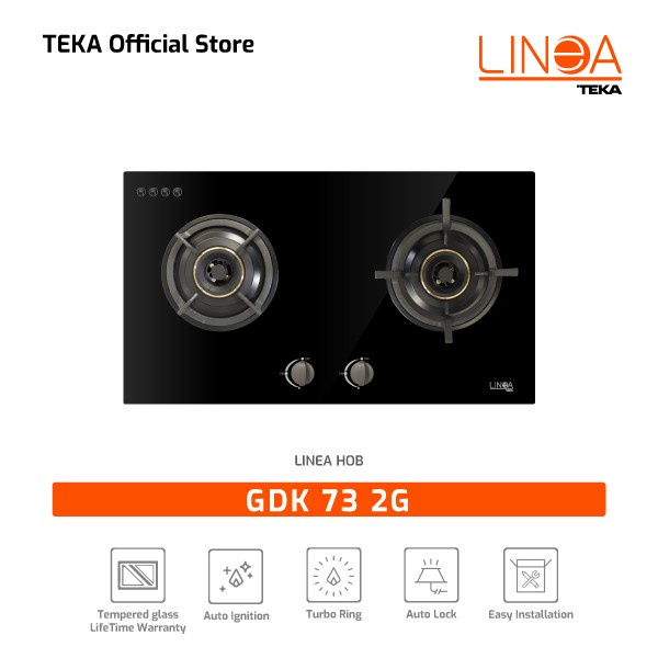 LINEA TEKA Kompor Tanam Kaca GDK 73 2G Kompor Gas 2 Tungku