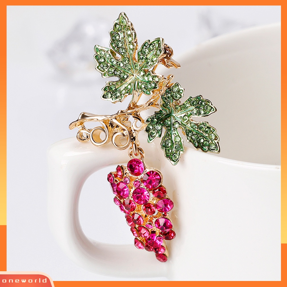{oneworld} Wanita Fashion Multicolor Berlian Imitasi Buah Anggur Bros Pin Pesta Malam Perhiasan