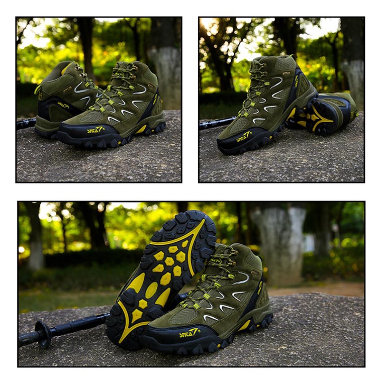 Sepatu Gunung Hiking Snta 489 Green Yellow Semi Waterproof Boot Mendaki
