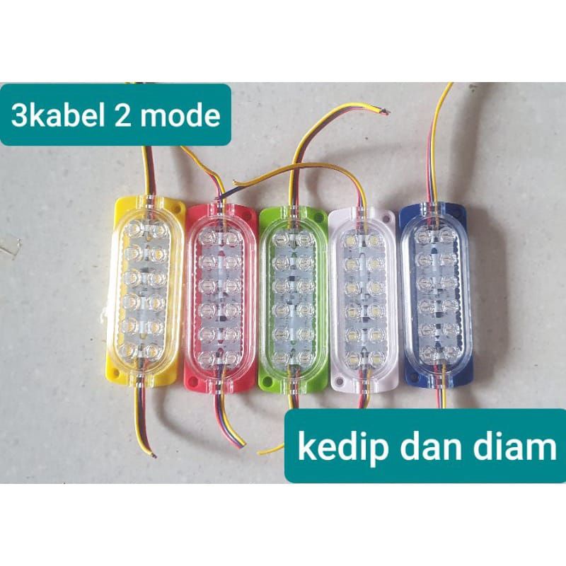 led kedip tanpa modul 12 - 24 volt 2 mode diam dan kedip bisa nyala ultrasonic 12 mata