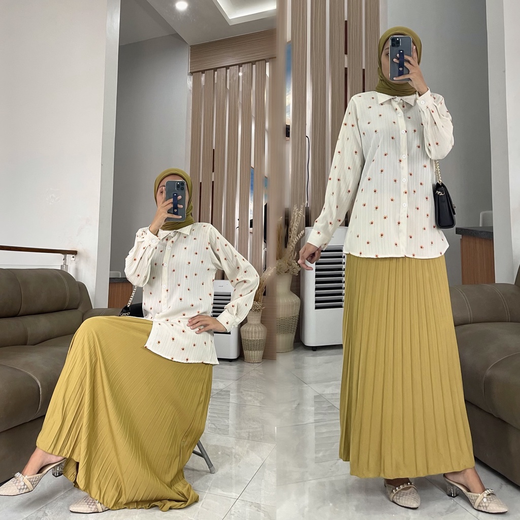 JOANA blouse by ZALFA OUTFIT / kemeja crincle / kemeja bunga