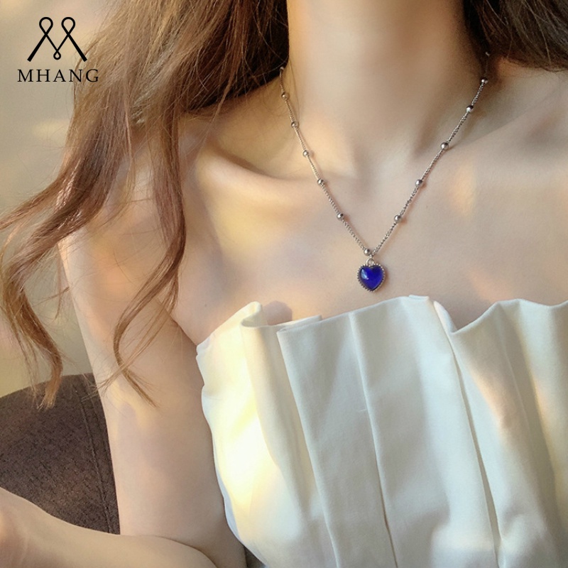 Kalung Hati Berubah Warna Suhu Induksi Liontin Cinta Kristal Romantis Korea