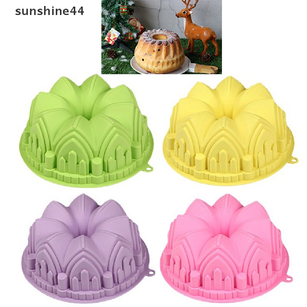 Sunshine 21.7 cm Kue Besar Cetakan Silikon Bentuk Kastil Roti Pastry Mould Baking Tool.