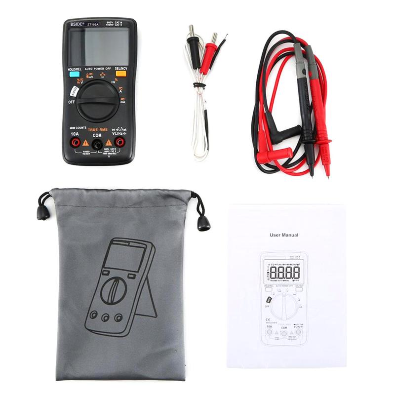 6000 Counts Auto Range NCV Temp BSIDE ZT102A Smart Digital Multimeter