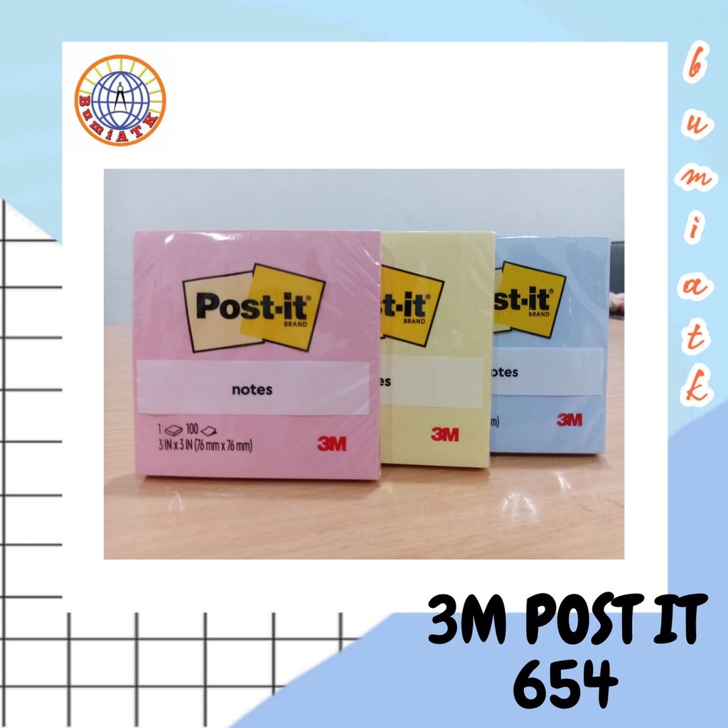 

POST IT / KERTAS MEMO / 3M POST IT / KERTAS REMINDER / STICKY NOTES / STICKY NOTES POLOS / 3M POST IT 654