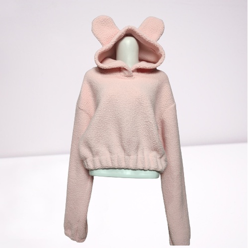 Hoodie sweater jaket wanita SHERPA CROP BEAR