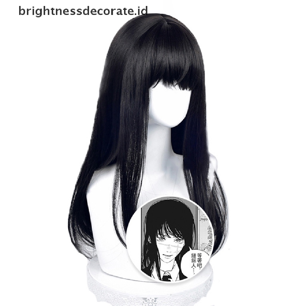 [Birth] Anime Chain Man Mitaka Asa Cosplay Wig Asa Mitaka Panjang 65cm Hitam Tahan Panas Rambut Sintetis Wig Pesta [ID]