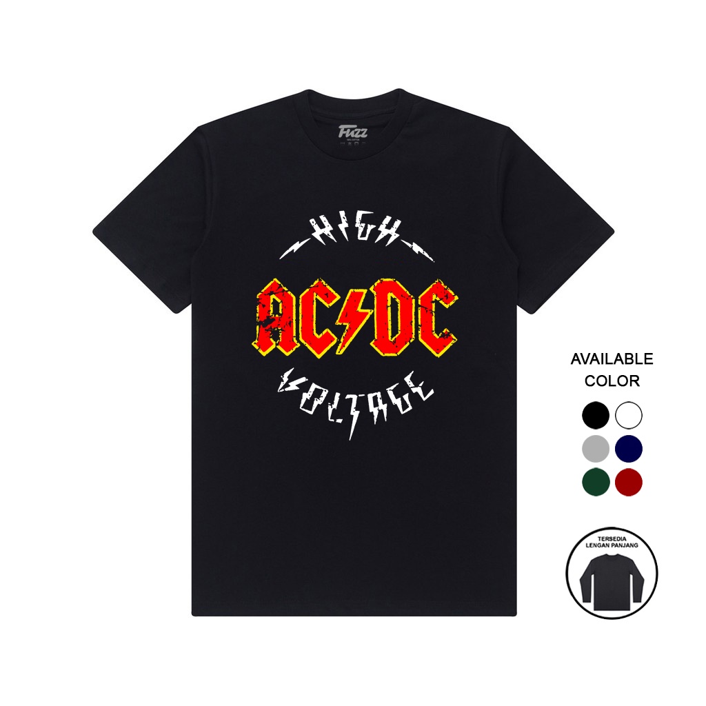 KAOS BAND | KAOS ACDC | BAJU DISTRO MUSIK ROCK PRIA WANITA AC DC HIGH VOLTAGE