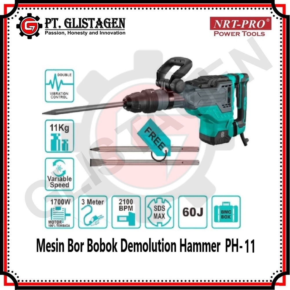 NRT-PRO PH11HD Mesin Bor Bobok Beton Jack Hammer Demolition Breaker