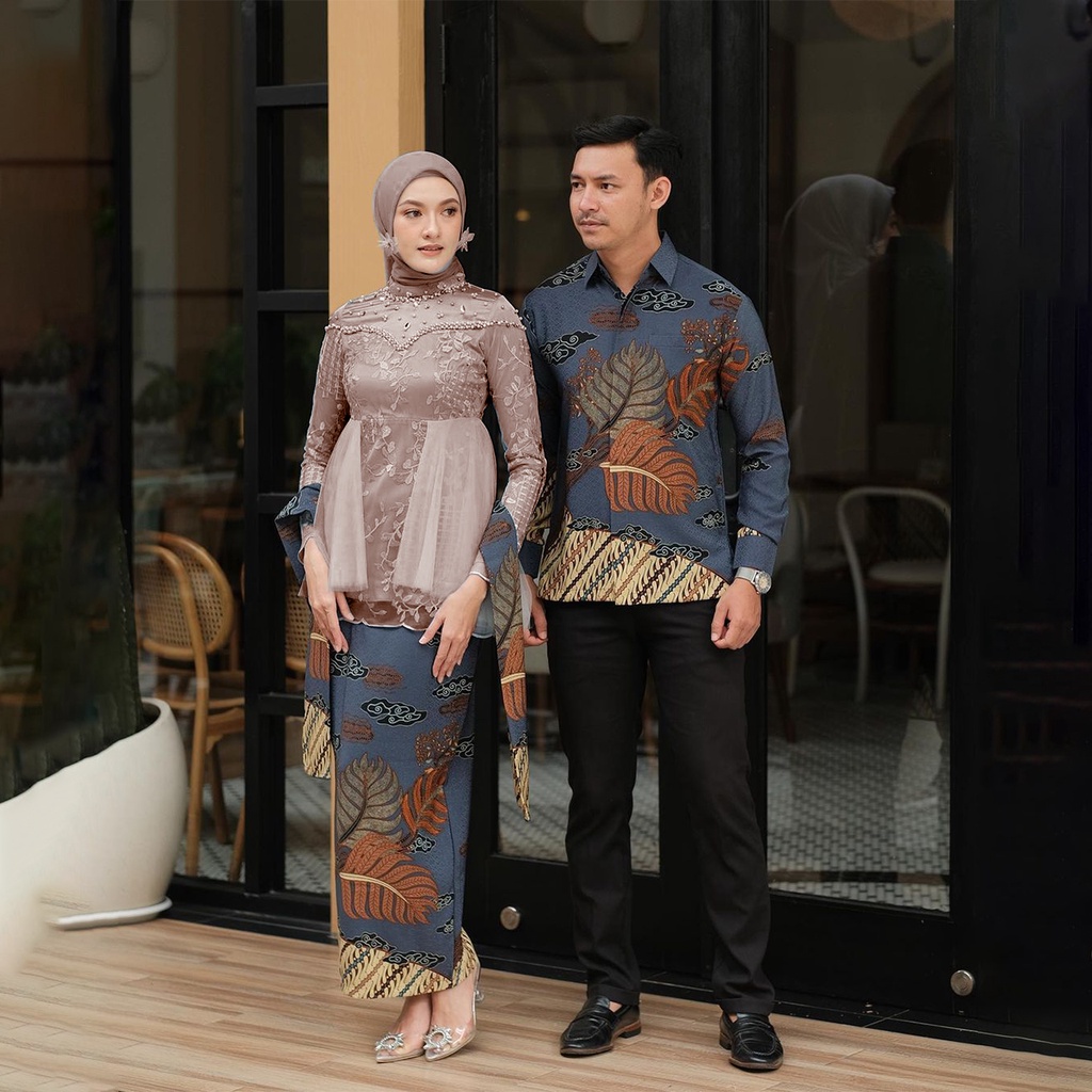 NAYAKA BATIK - Kebaya Couple Auryn Batik Couple Brukat Mutiara Kebaya Kondangan Wisuda Batik Couple Modern