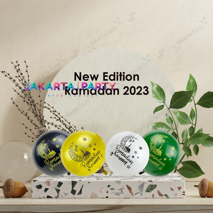 Balon Latex Ramadan 100 pcs / Latex Motif Lebaran / Hiasan Idul Fitri