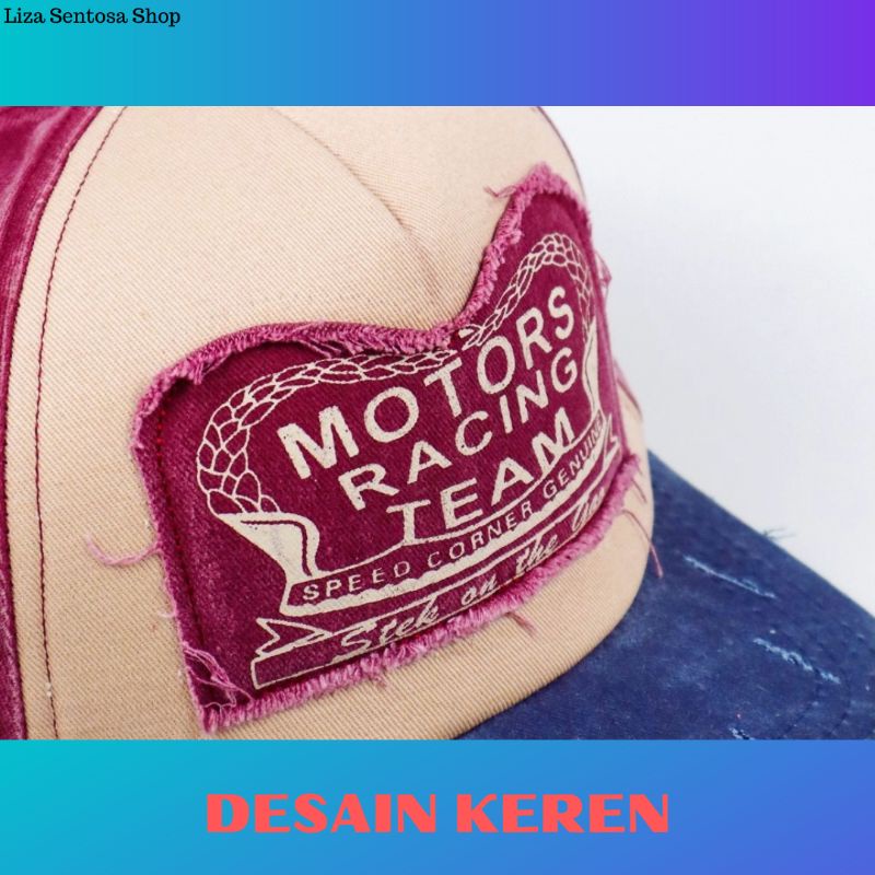 Topi Baseball Pria Original Import Premium Warna Merah Biru Motor Racing Team