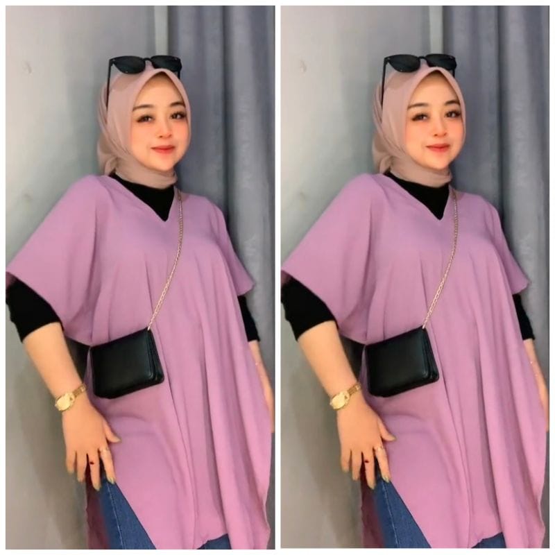 1KG MUAT 5 PCS - NAGITA LONG SQUARE TOP ATASAN //INDY BLOUSE WANITA AIRFLOW CRINKLE ANTI LECEK JATUH AIRFLOW HITS OOTD