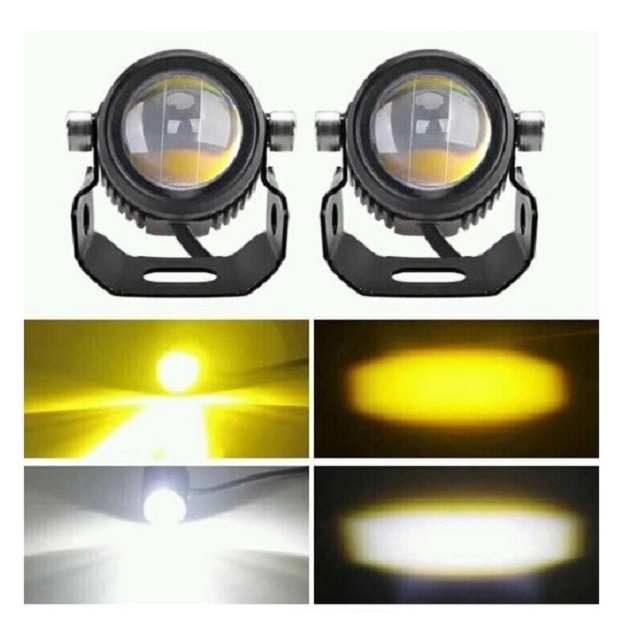 Lampu  Tembak Laser Gun LED D2  Motor Mobil 20 Watt 2 Warna - D2 Putih+Kuning dan devil AES original original ada kipas