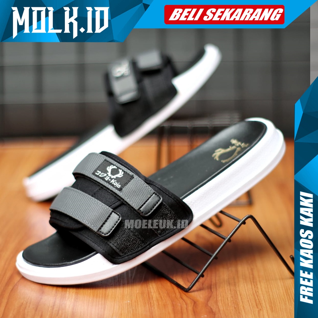 MOLK Sendal Pria Slide Distro Original Kekinian Sandal Cowok Trendy Simple Murah Anti Slip