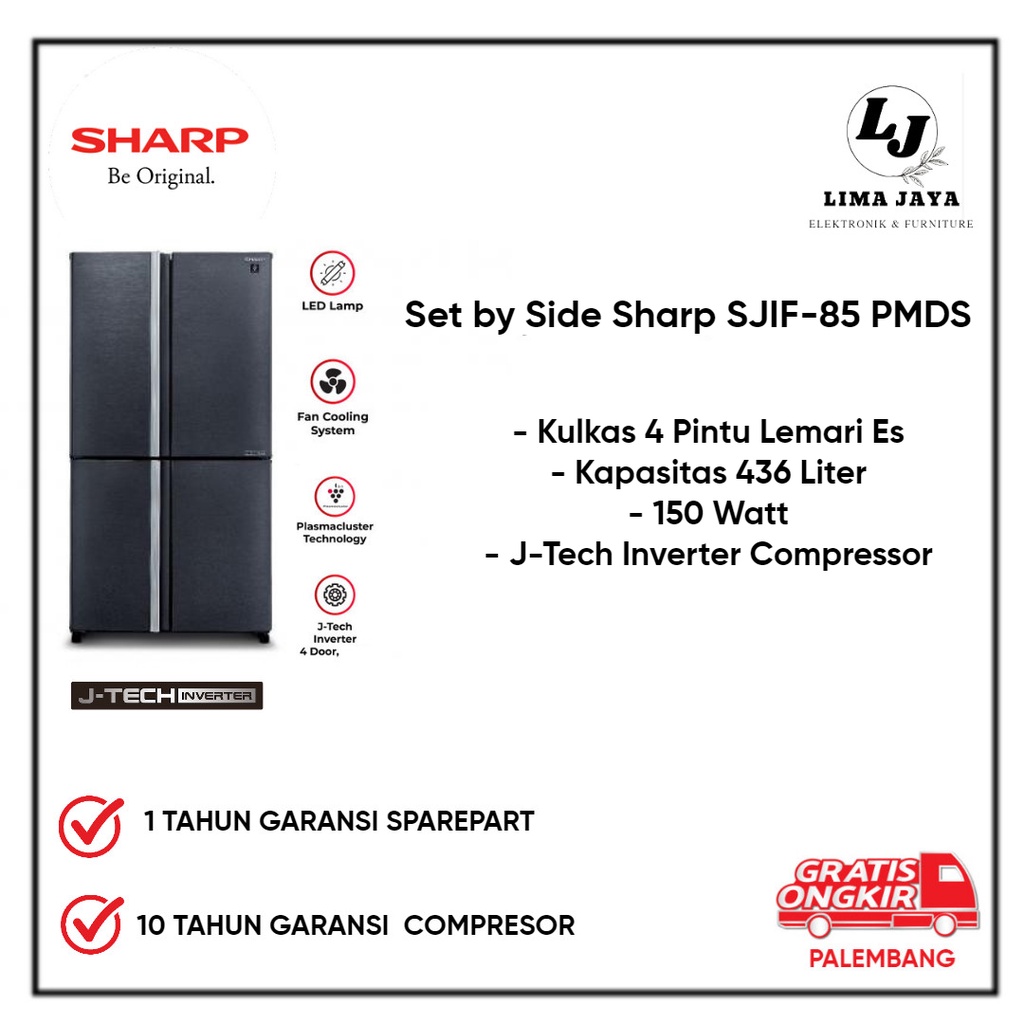 Kulkas 4 Pintu Set By Side Sharp SJIF 85 PMDS Kulkas Empat Pintu