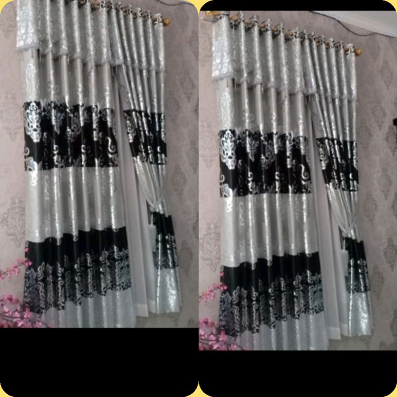 gorden jendela rumah gorden blakcout minimalis mewah motif tinta emas