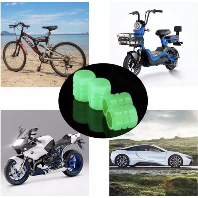 (NCS) Tutup Pentil Glow In The Dark Tutup Pentil Fosfor Roda Ban Sepeda Motor Mobil Luminous Neon Tire Valve Cap