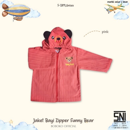 Boboko Jaket Bayi Funny Salur Bear 0-6 bulan