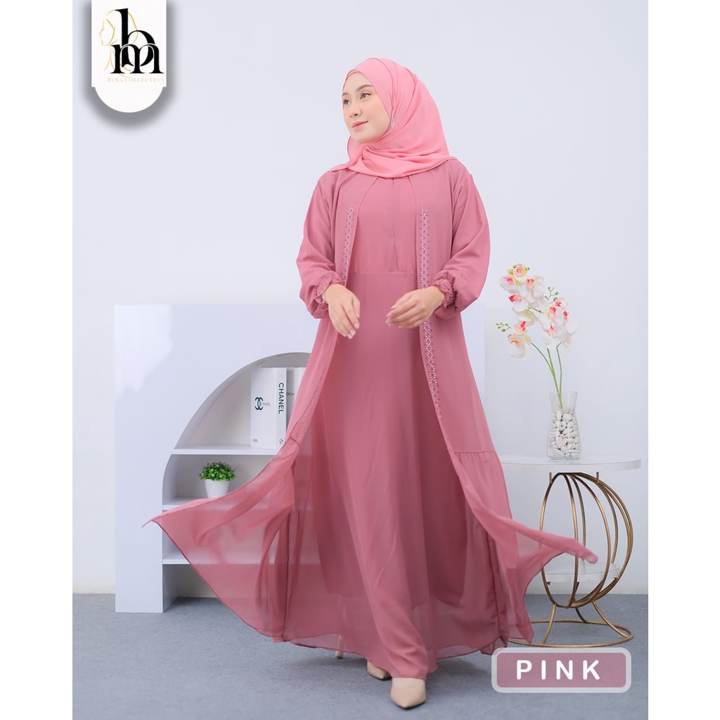 Gamis ceruty zakiya zamira zafira by bm dress premium double layer tabur swarovski cantik anggun wanita kekinian