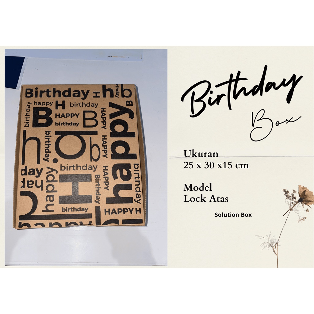 

Birthday kado Box, Kotak kado corrugate untuk size 25 x 20 x 15 cm ( P x L x T )