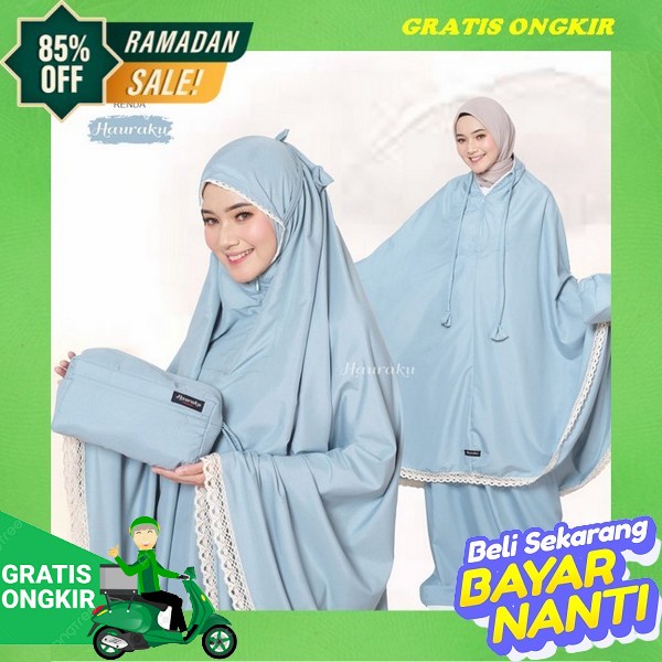 Mukena Dewasa Elmira Full Bordir/Mukena Rayon Premium Mukena Traveling 2 In 1 Dewasa Pouch Ponco Kat