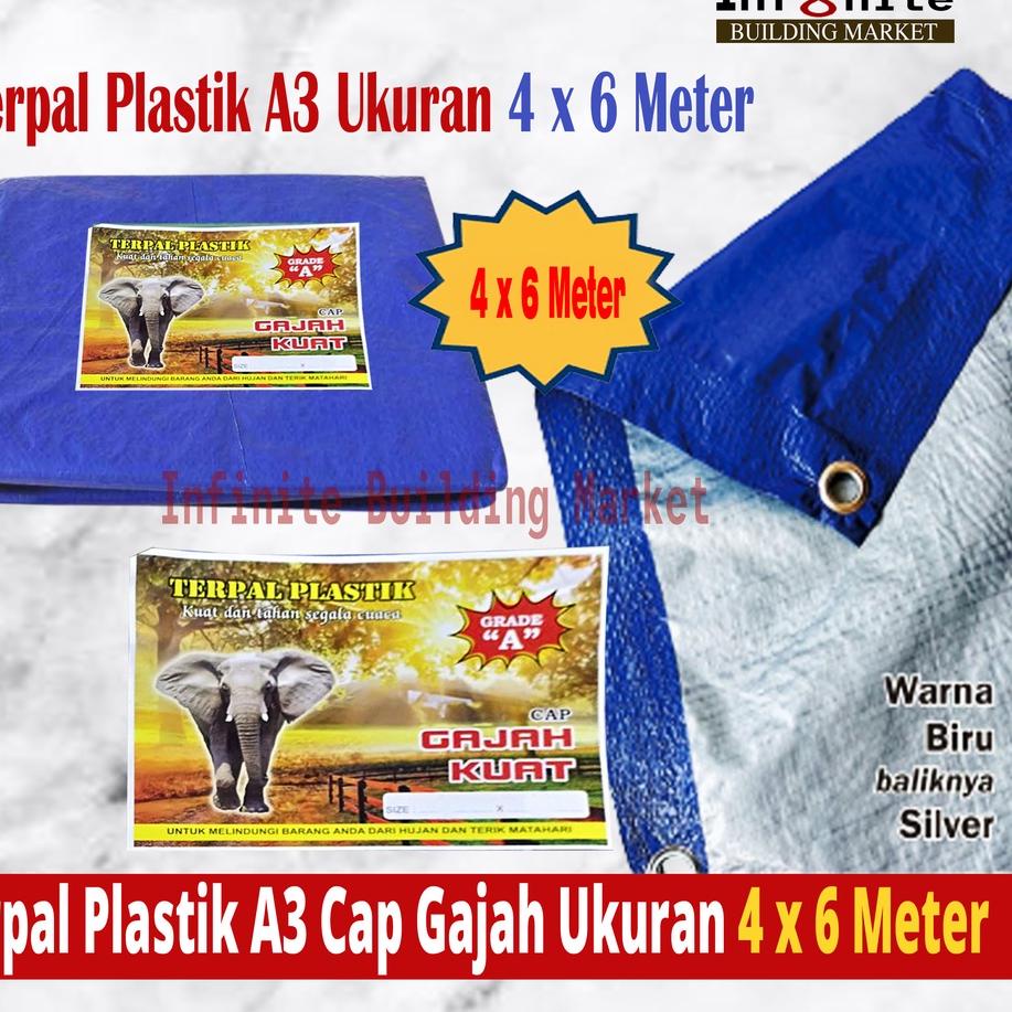 ❁ Terpal Plastik Tenda A3 4 x 6 Meter Tebal Murah Terpal Cap Gajah Kuat ☋