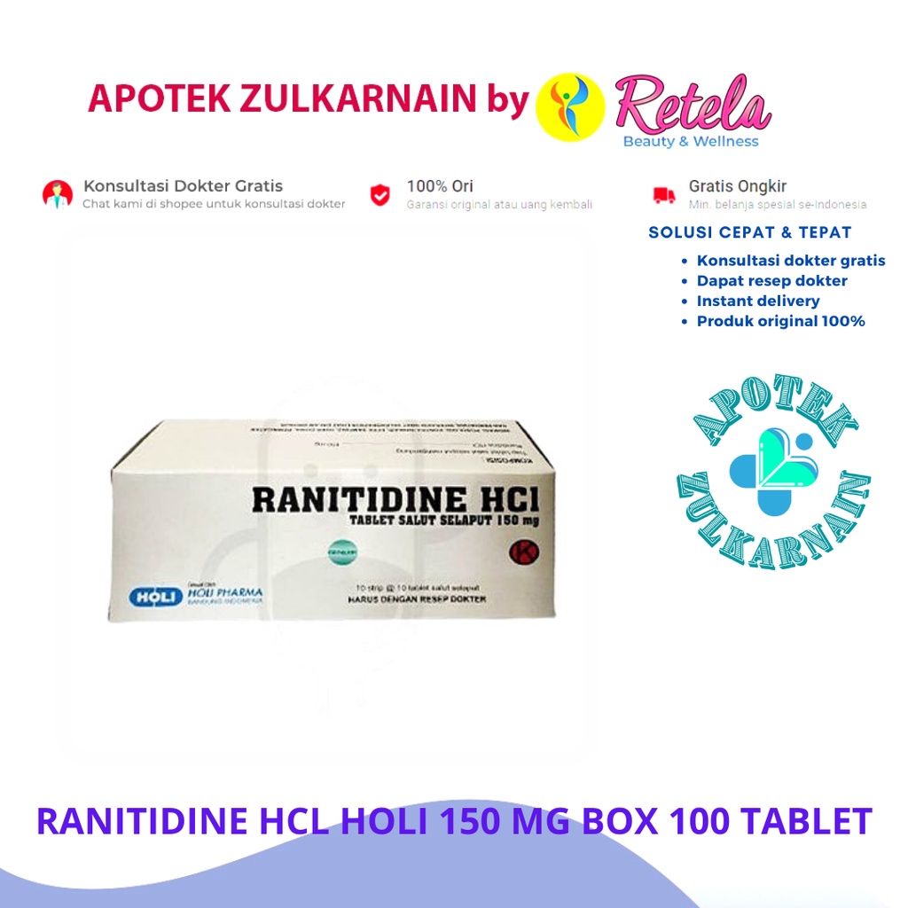 Jual Ranitidine Hcl Holi 150 Mg Box 100 Tablet Shopee Indonesia