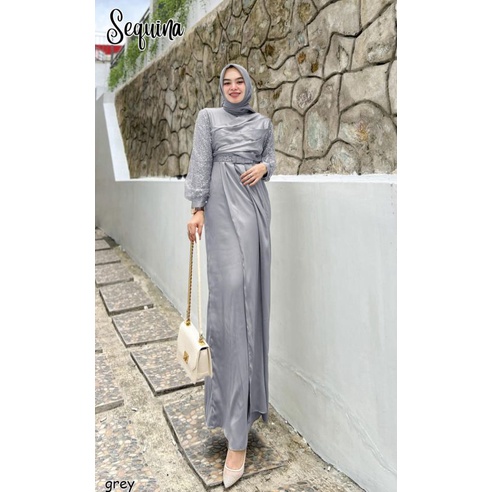 Sequina Gamis Satin Pesta Bridemaids Kondangan