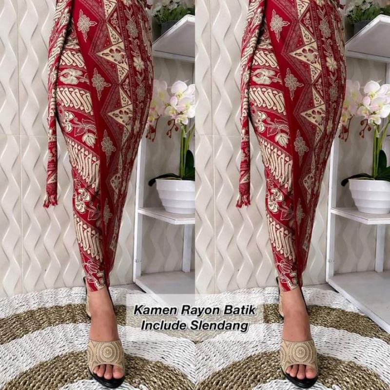 KAMEN BALI RAYON BATIK SET SELENDANG (LEMBARAN)