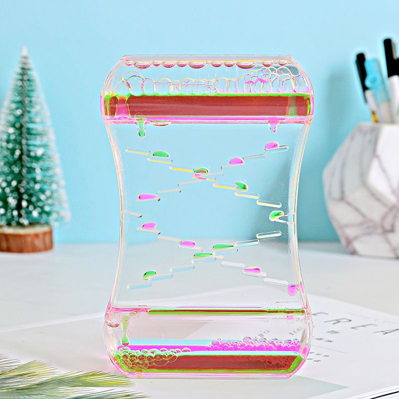 Hiasan dekorasi decoration rumah motion bubble drip oil hourglass double Color mixed Liquid motion Timer clock cairan minyak
