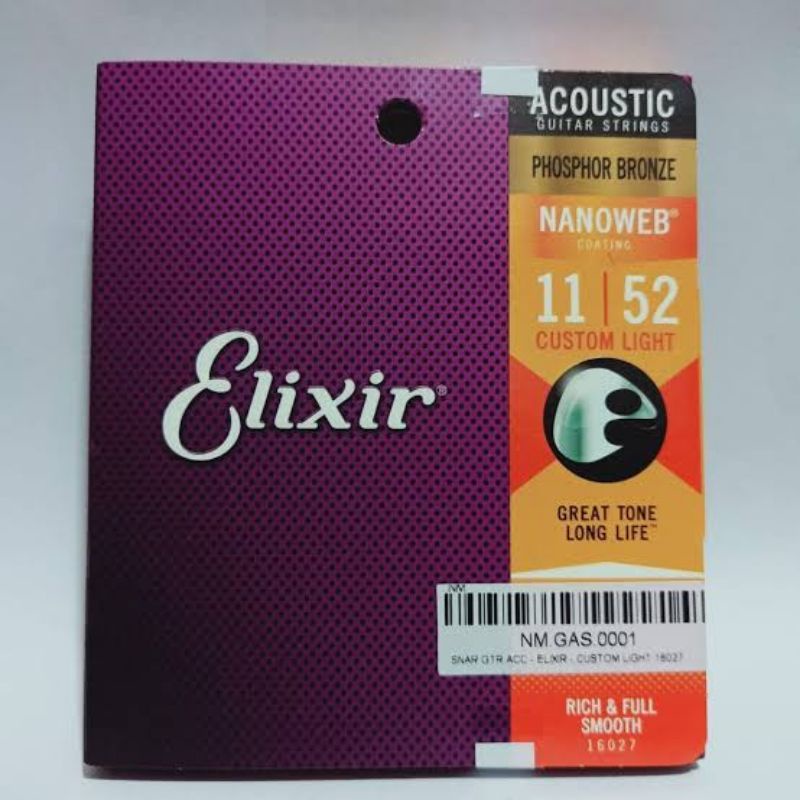 Original Senar Gitar Elixir Akustik Anti Karat Coating Import USA Barcode Set