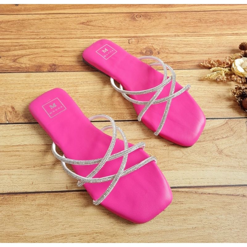 ABBUSHOES RN 10 sendal flat silang jeli import magenta 1cm