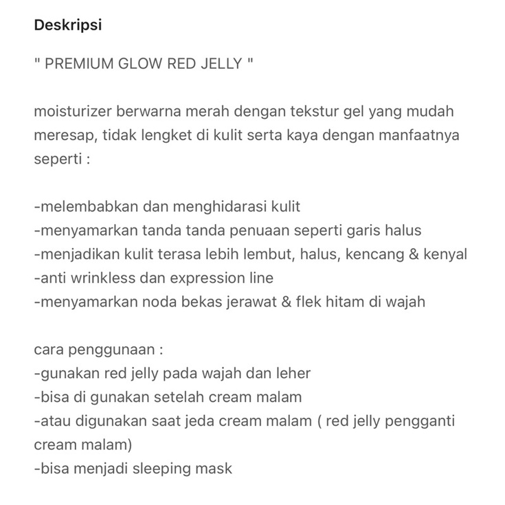 Bening's Premium Glow  Red Jelly By Dr Oky pratama