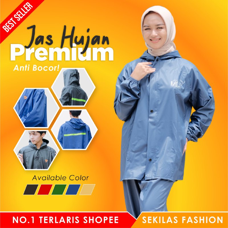 Jas Hujan Pria Tebal Anti Sobek Setelan Jas Ujan Dewasa Raincoat Anti Rembes