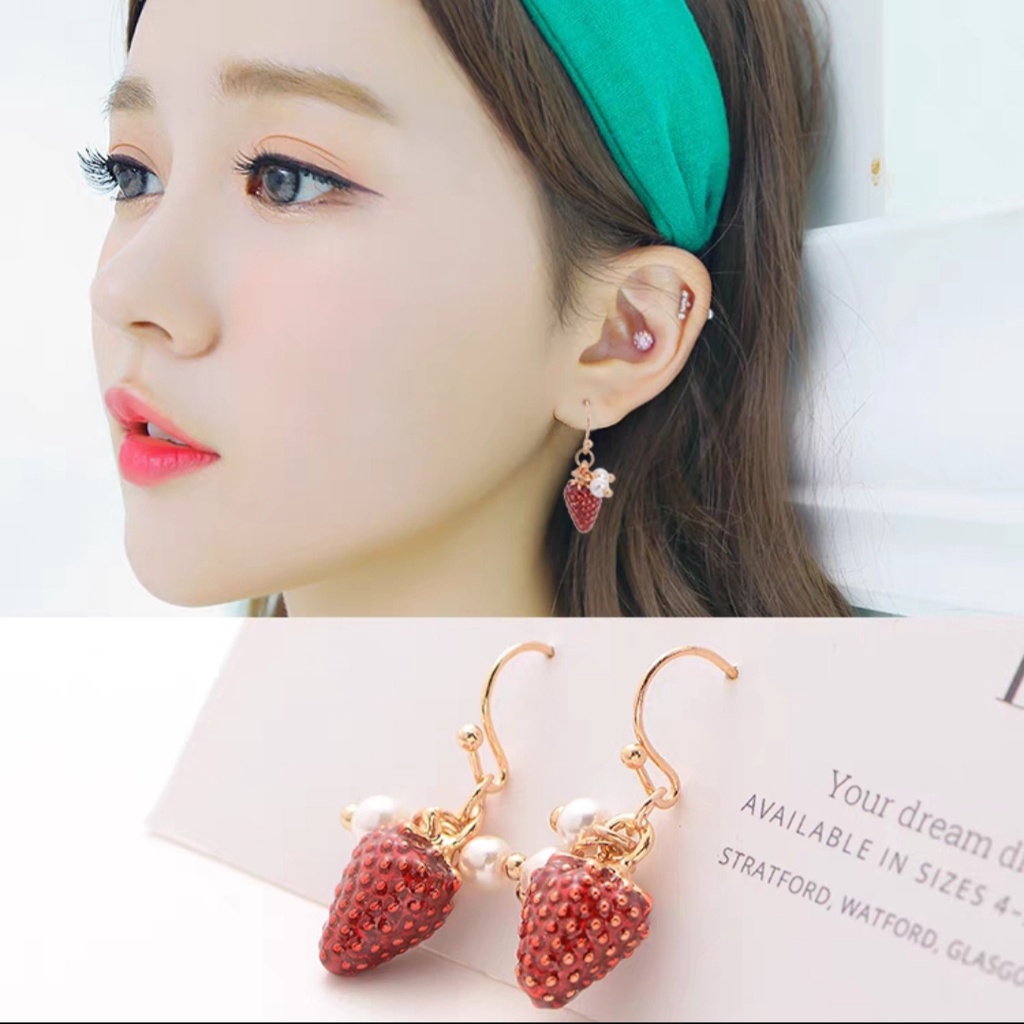 (Hello Girl)E01 Anting Wanita Jepit Dan Tusuk Korea Titanium Model Bunga Mutiara Import