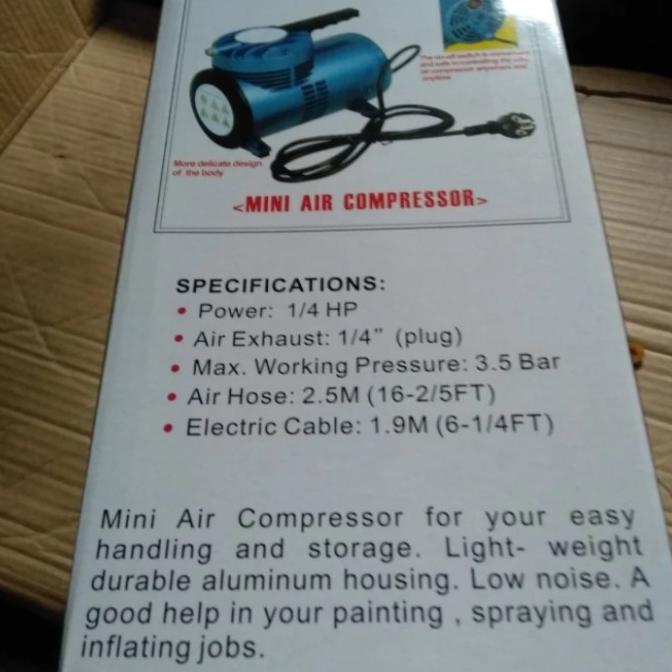 Mini Air Compressor Listrik Set & Low Pressure Spray Gun Kit