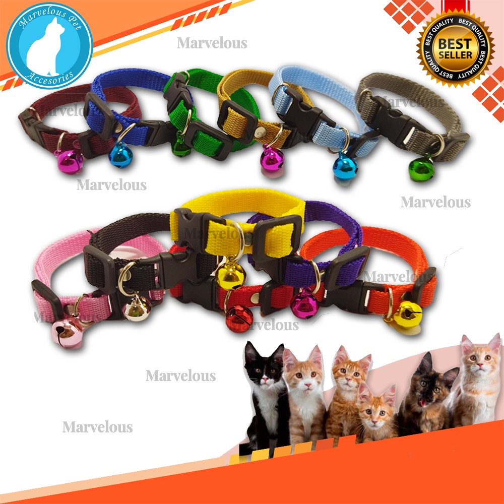 Kalung Kucing Polos Murah  Bahan Tebal Lonceng Warna Warni / Aksesoris Kucing Lucu Murah