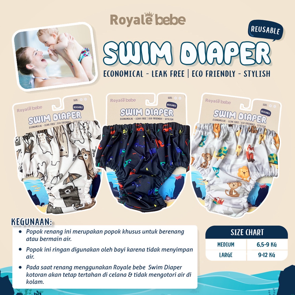 ROYALE BEBE POPOK RENANG BAYI SWIM DIAPER BABY POPOK - POPOK RENANG BAYI