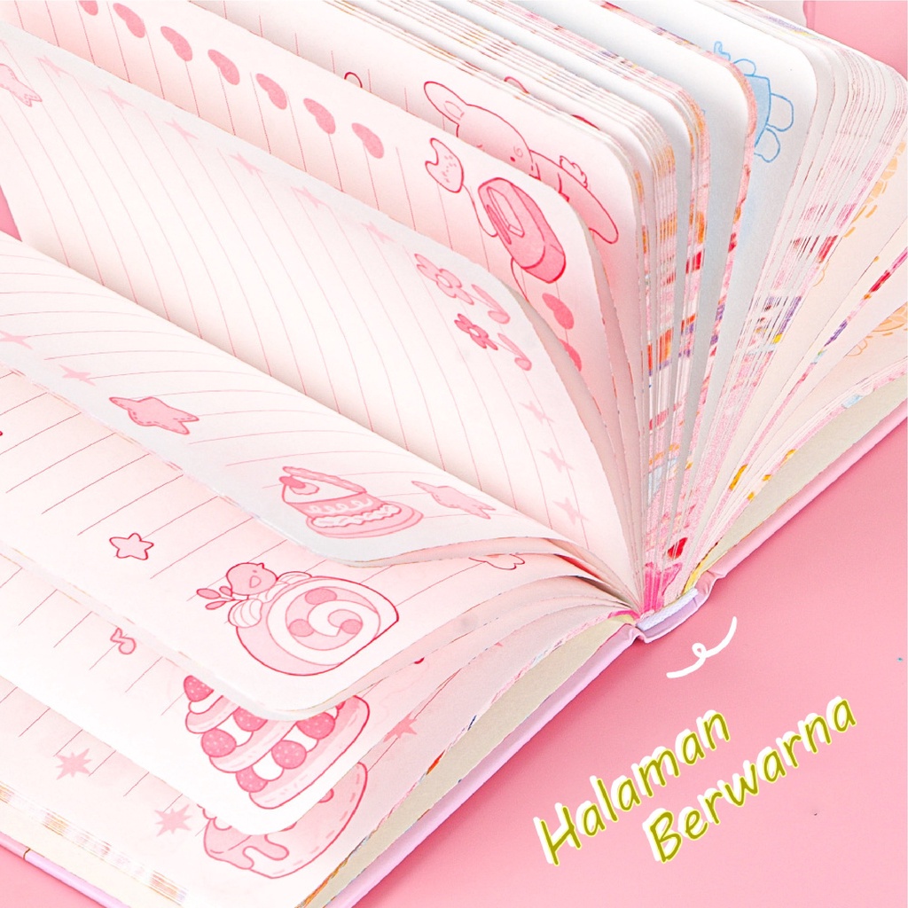 MSY Book Diary 128 lembar/132lembar Motif Kartun Lucu/Motif Aesthetic Anime/Notebook Agenda/Diary Portable Unik