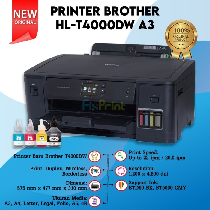 BROTHER HL T4000DW Printer A3 T4000 DW Duplex + WiFi GARANSI RESMI