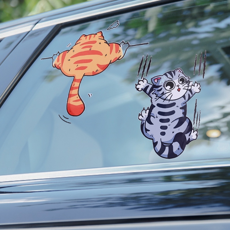 Fun Cat Scratch PVC Self Adhesive Waterproof Stiker Mobil/Otomotif Pribadi Kartun Aplikasi/DIY Motor Sepeda Listrik Hias Decal